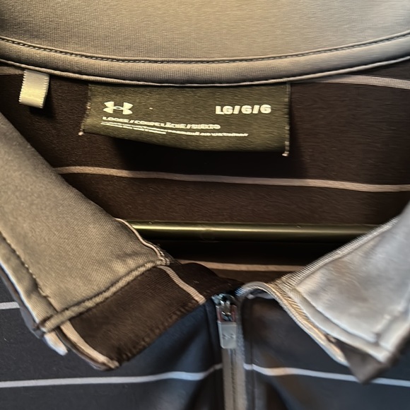 Under Armour 1/4 zip pullover. Black with gray stripes. - Picture 2 of 4